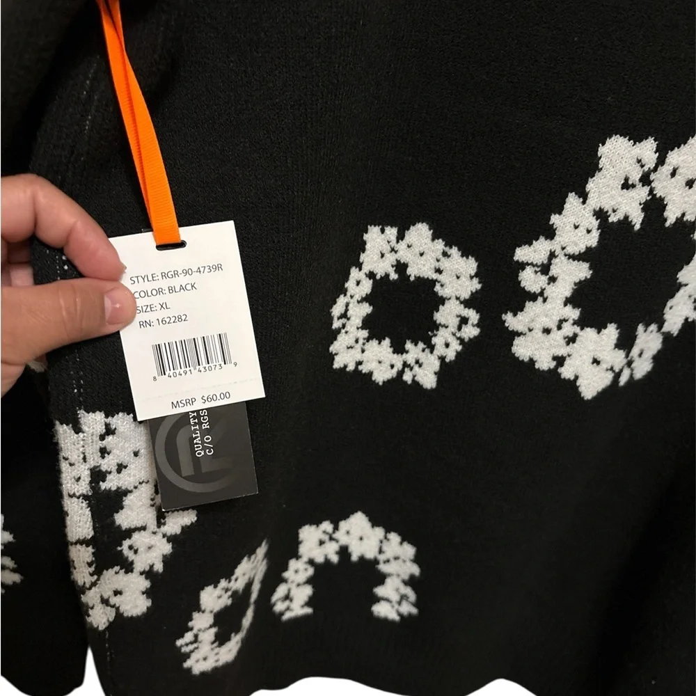 RGSTR,Floral Patterned Black Sweater,Size XL,100% Polyester,NWT